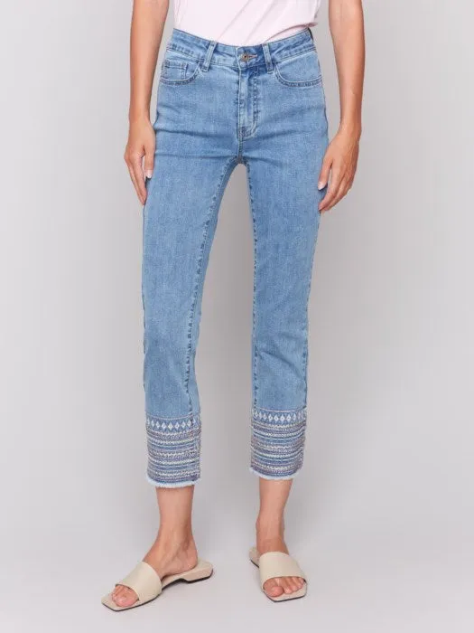 Embroidered Cuff Jeans