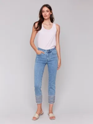 Embroidered Cuff Jeans