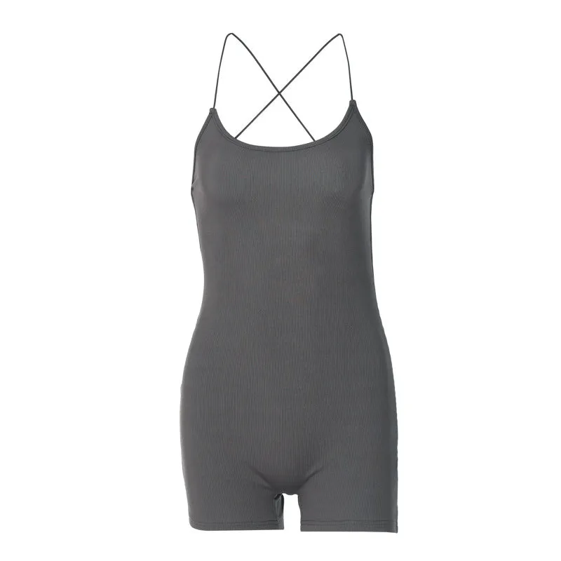 European And American-Style2023Summer New Women's Cross Lace Sexy Backless Slim Fit Jumpsuit Women's Wholesale Delivery