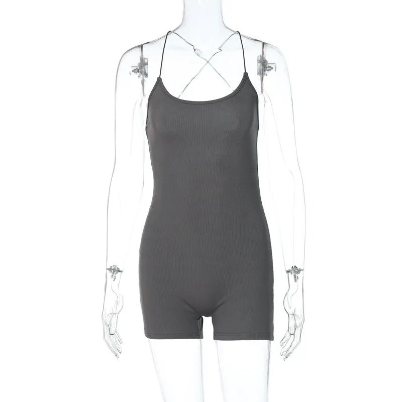European And American-Style2023Summer New Women's Cross Lace Sexy Backless Slim Fit Jumpsuit Women's Wholesale Delivery