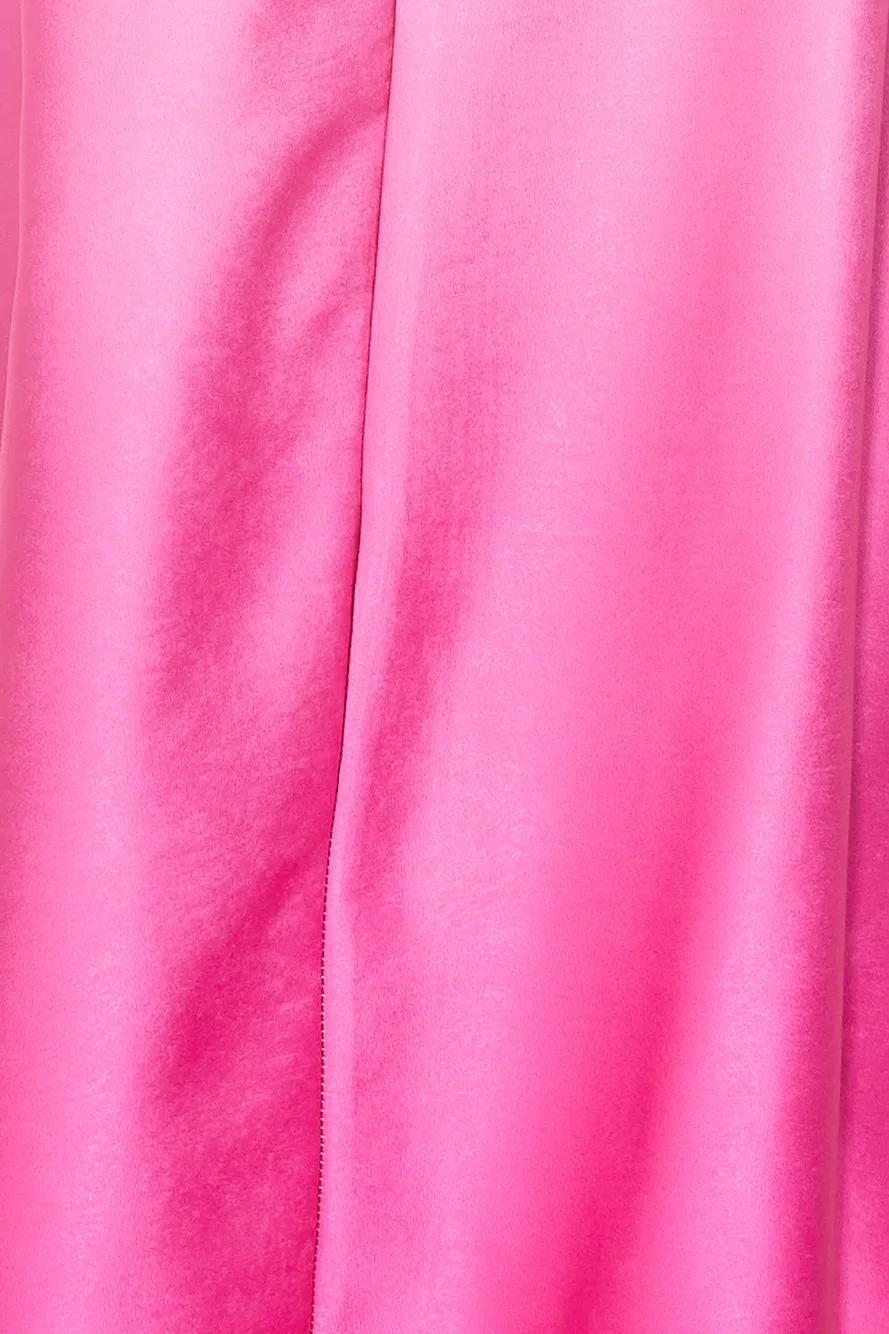 Explore The Unknown Satin Maxi Dress Pink
