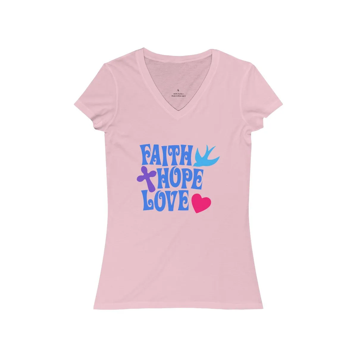 FAITH, HOPE, LOVE <br>women's <br>short sleeve <br>V-neck tee
