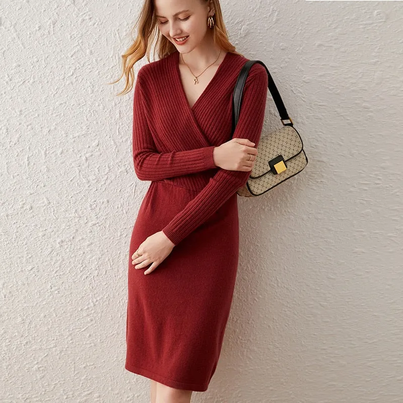Fall Winter Sweaters for Woman Wine Khaki