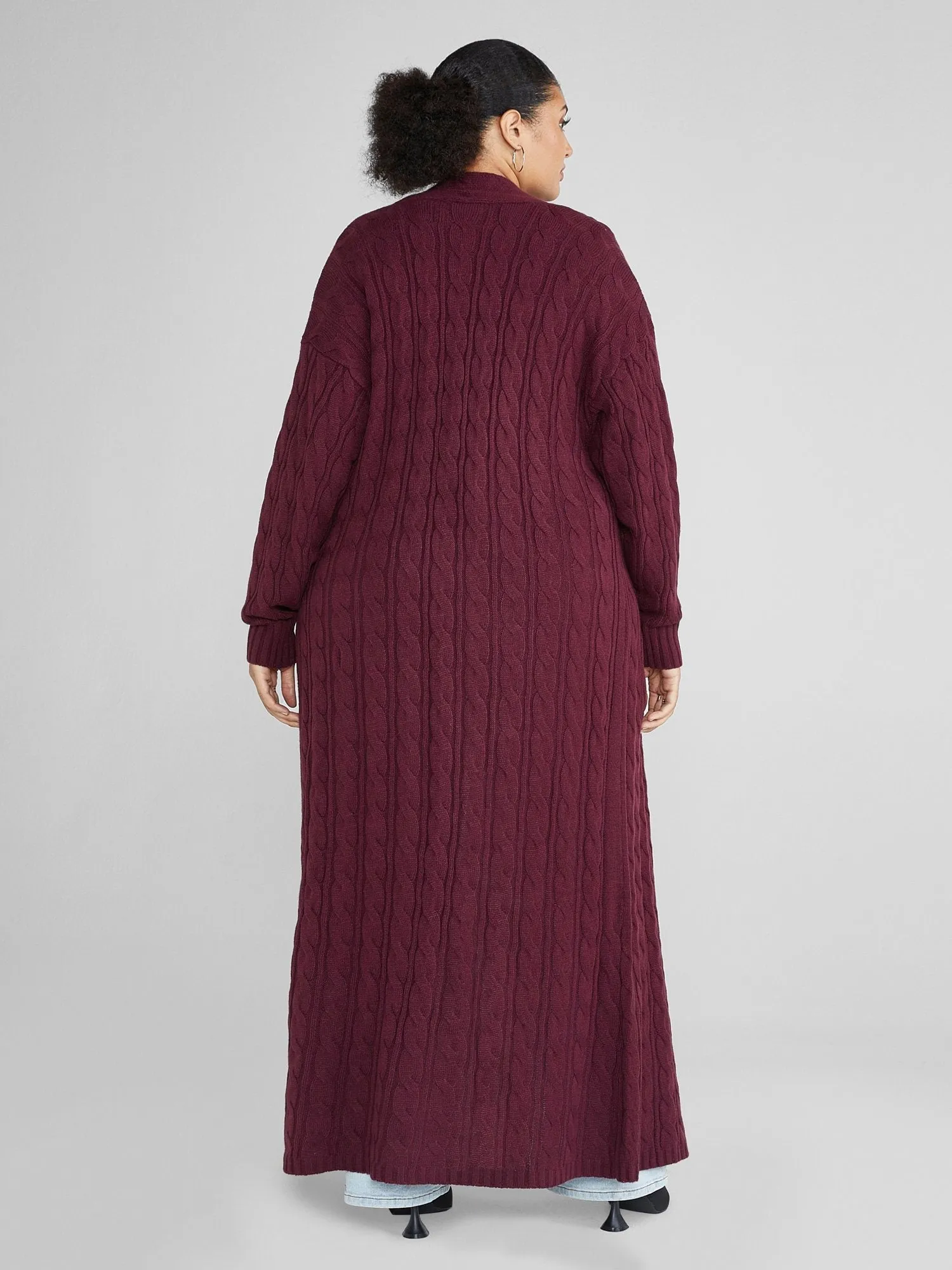 Fashion To Figure - Audrey Cable Knit Maxi Cardigan