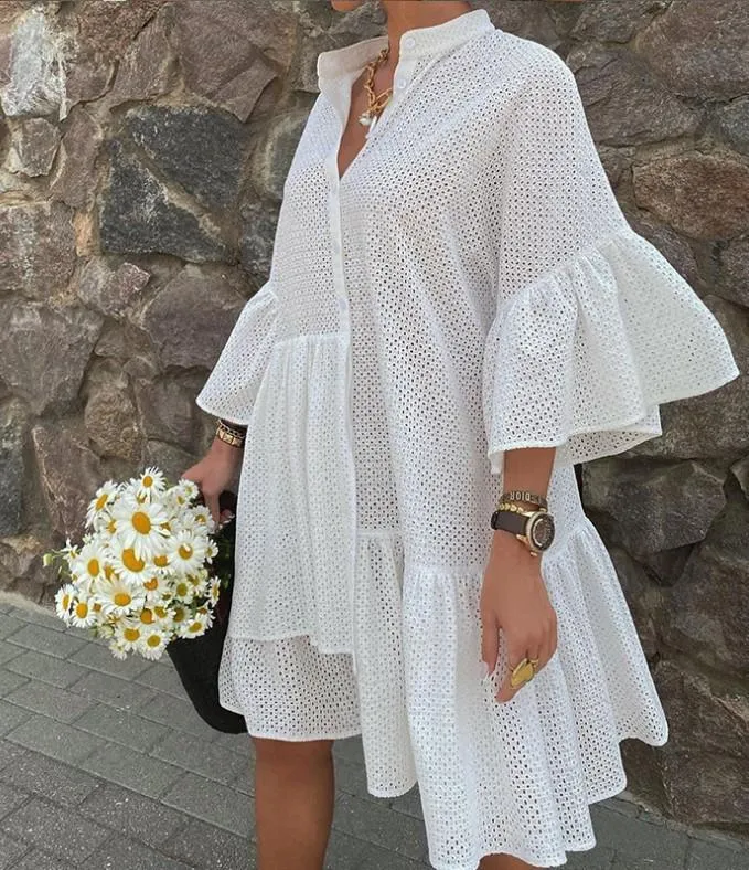 Fashion Turnover Collar Fall Women Dresses