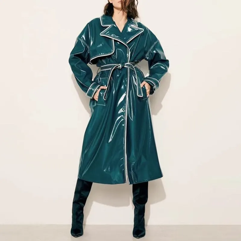 Females Lapel Long Sleeve Casual Loose  Coat