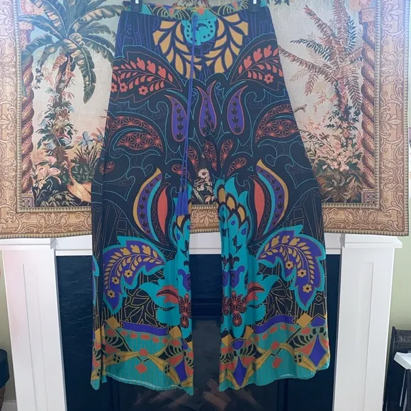 Flying Tomato Colorful Patterned Wide Leg Flowy Pant Size M