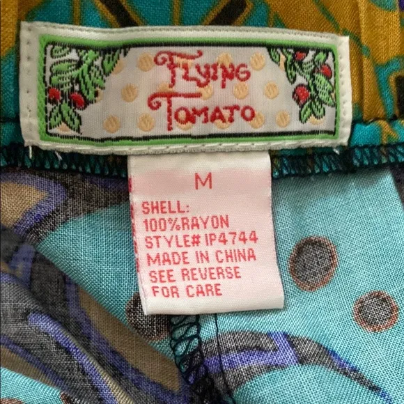 Flying Tomato Colorful Patterned Wide Leg Flowy Pant Size M