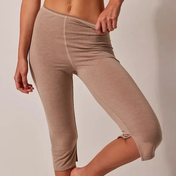 Free People Intimately Black Mix It Up Capri Pants