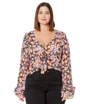 Free People Maybel Blouse Black Combo MD (Women's 8-10)