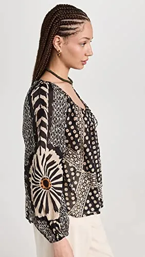 Free People Women's Elena Printed, Black Combo, M