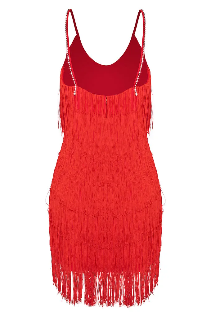 Fringed silhouette dress