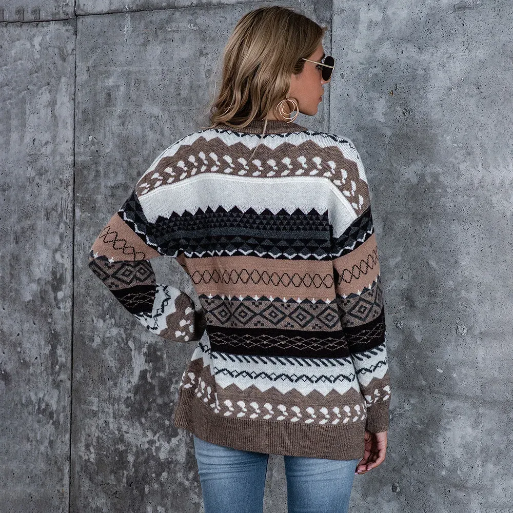 Frosted Edge Long Sleeve Cashmere Knitted Crewneck Sweater