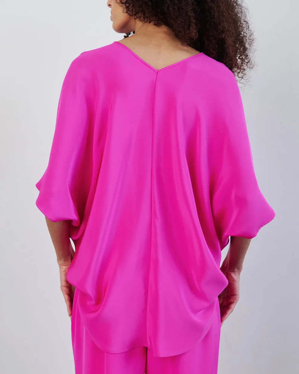 Fuchsia Silk Crepe Circle Top