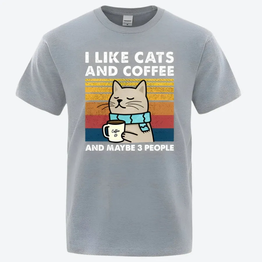 Funny Cats and Coffee Graphic T-Shirts