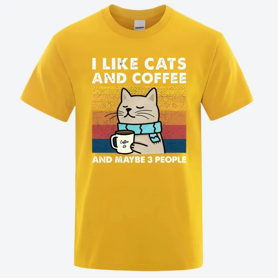 Funny Cats and Coffee Graphic T-Shirts