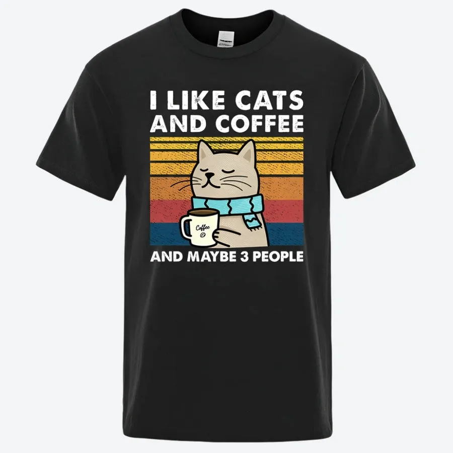 Funny Cats and Coffee Graphic T-Shirts