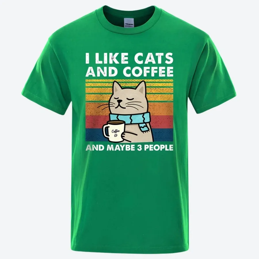 Funny Cats and Coffee Graphic T-Shirts