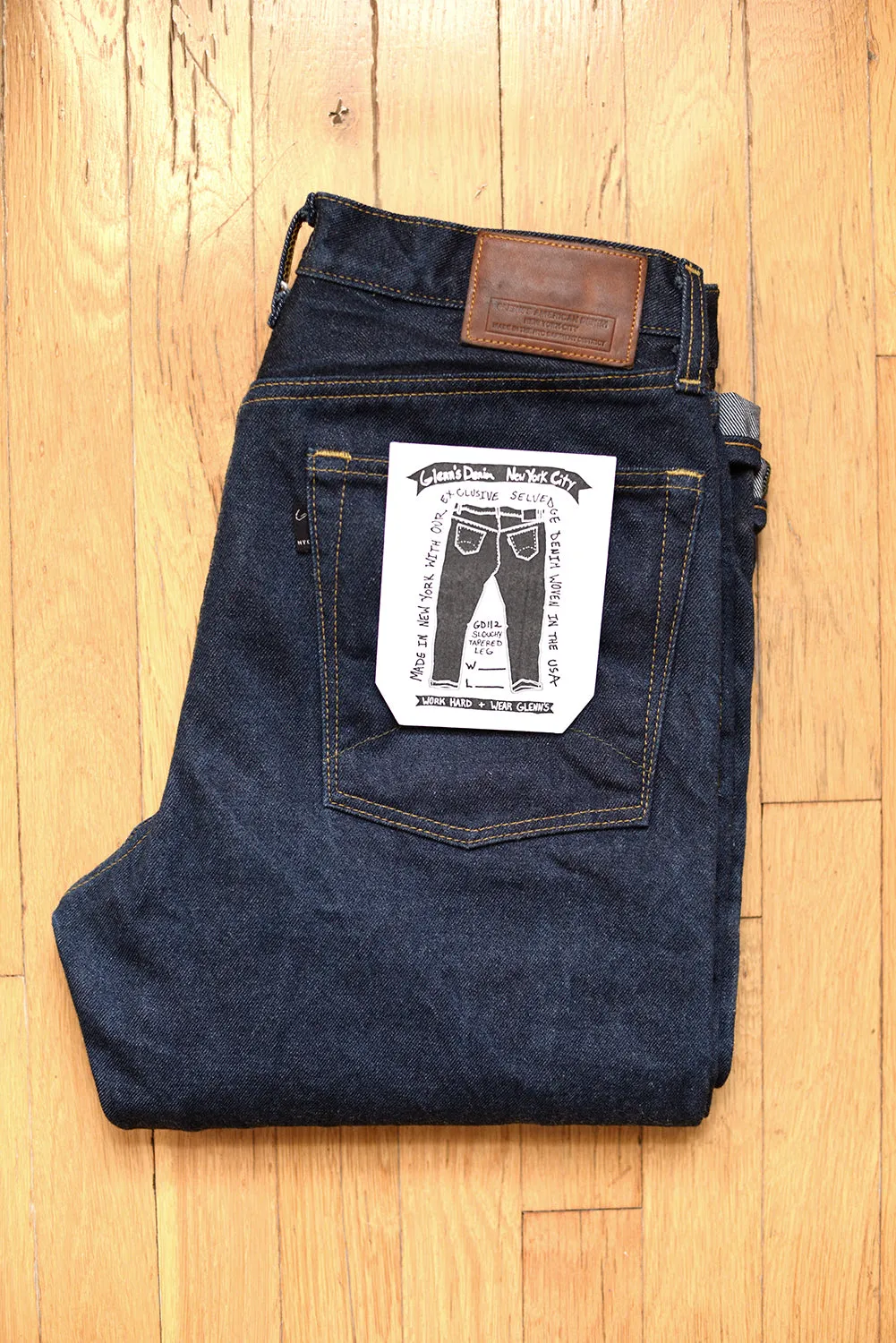GD112 SLOUCHY TAPERED | Raw 13 Oz Selvedge Denim - Classic Indigo