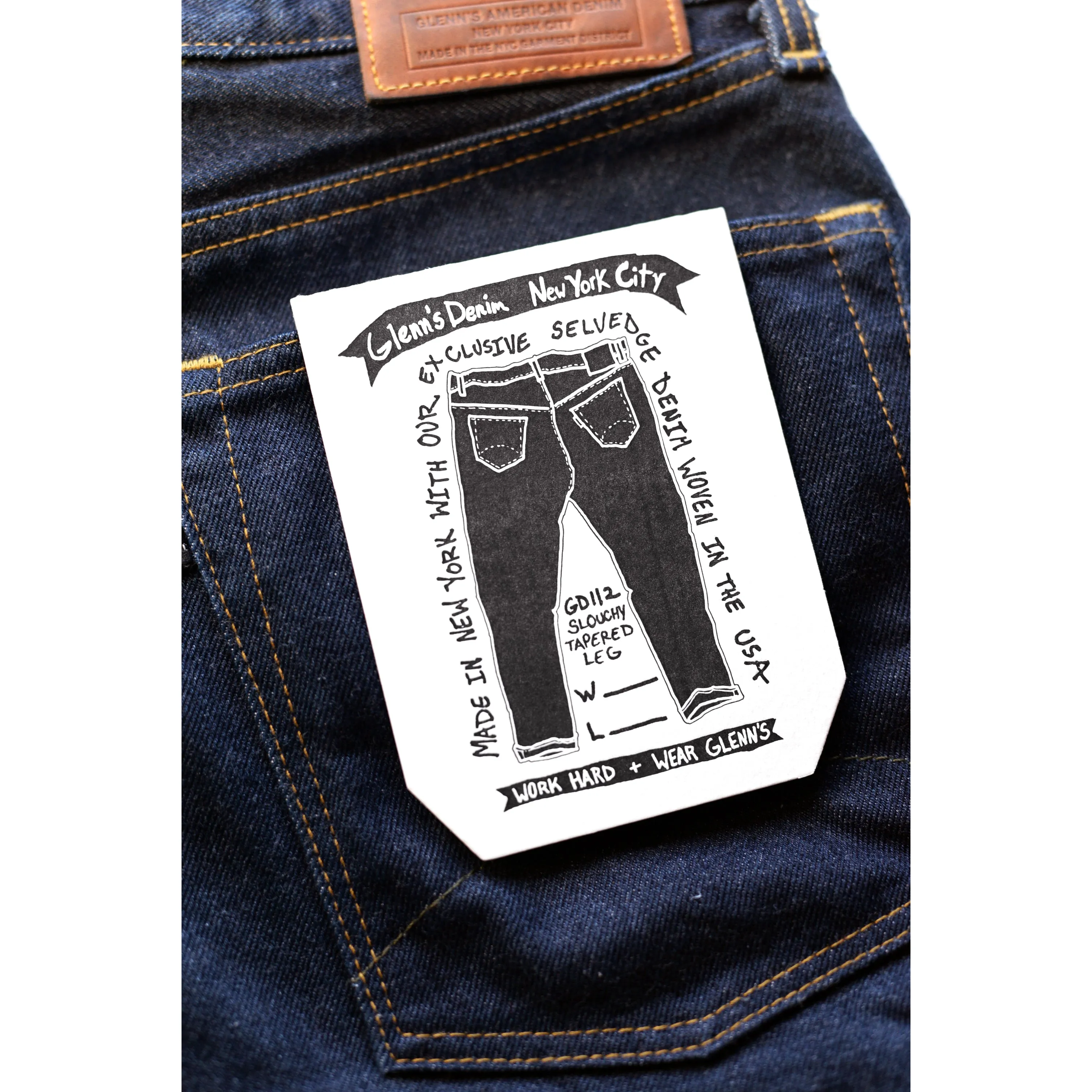 GD112 SLOUCHY TAPERED | Raw 13 Oz Selvedge Denim - Classic Indigo