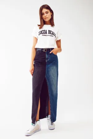 Gemini Denim Maxi Skirt