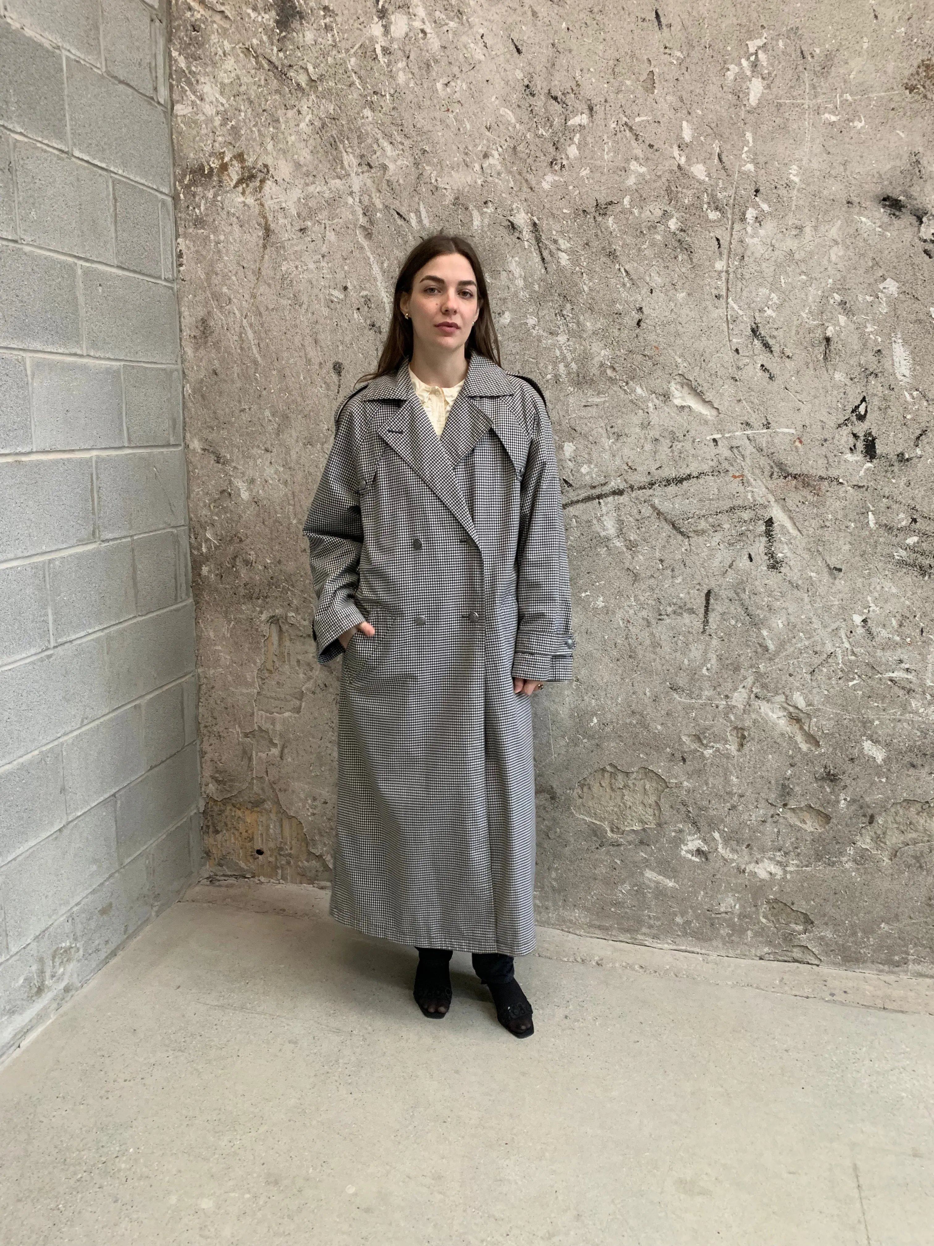 gingham trench coat