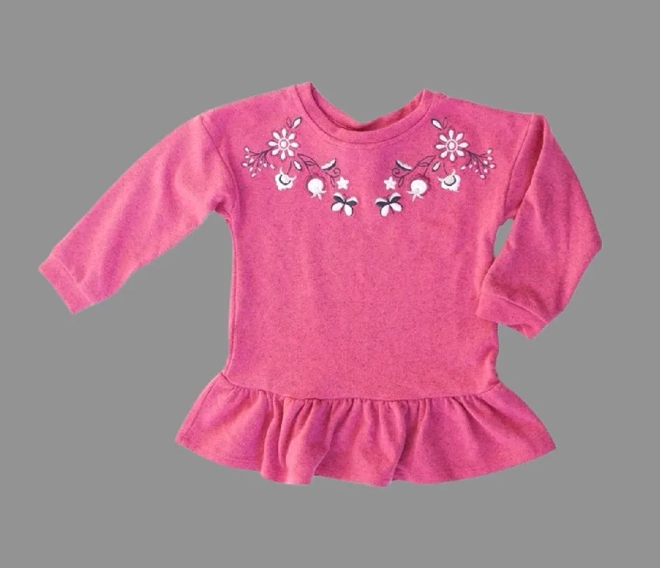 GIRL SIZE 3 YEARS - ROCOCO Pink Floral Ruffle Sweater EUC B15