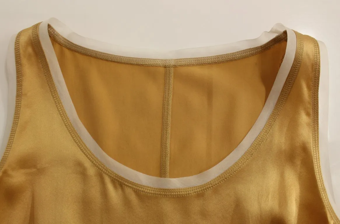 Gold Sleeveless Silk Top Tank