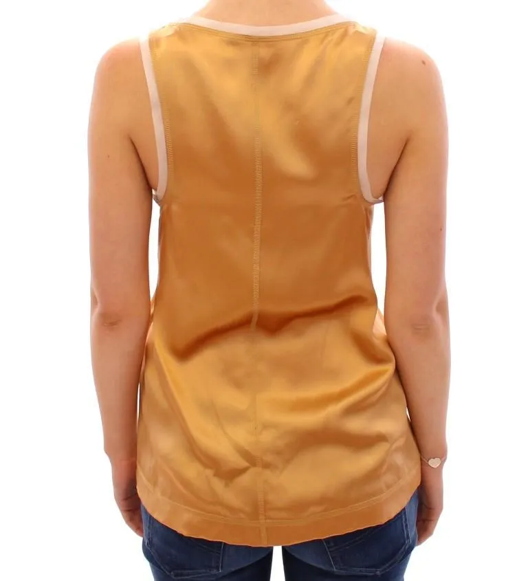 Gold Sleeveless Silk Top Tank