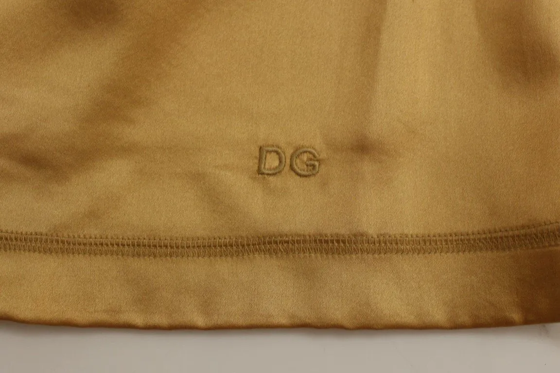 Gold Sleeveless Silk Top Tank
