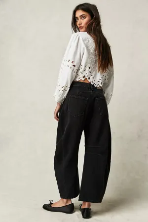 Good Luck Mid Rise Barrel Jean - Black