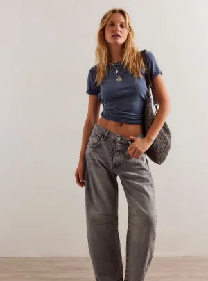 Good Luck Mid Rise Barrel Jean in Archive Grey