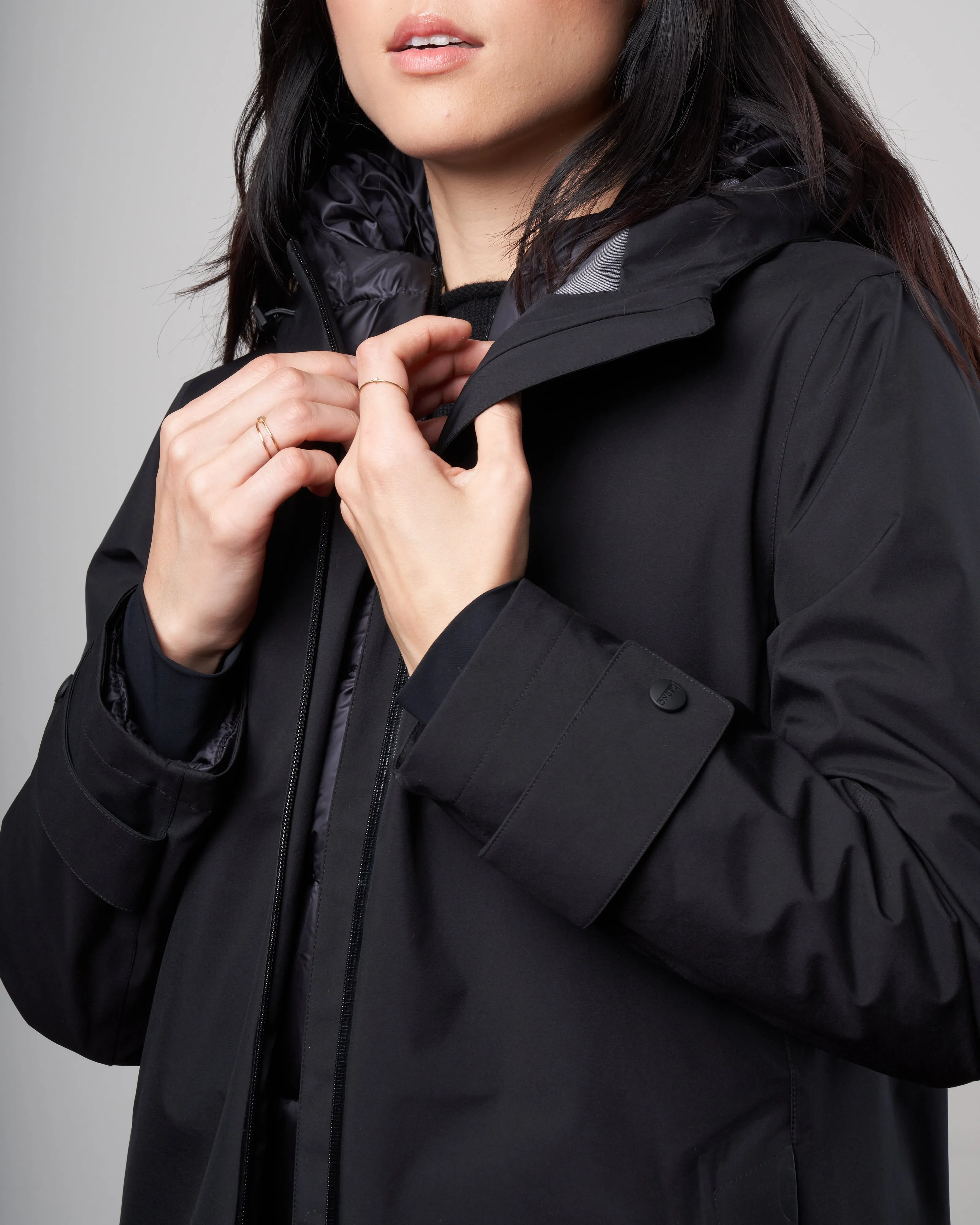 goretex® hooded 2-in-1 raincoat - nero 9300