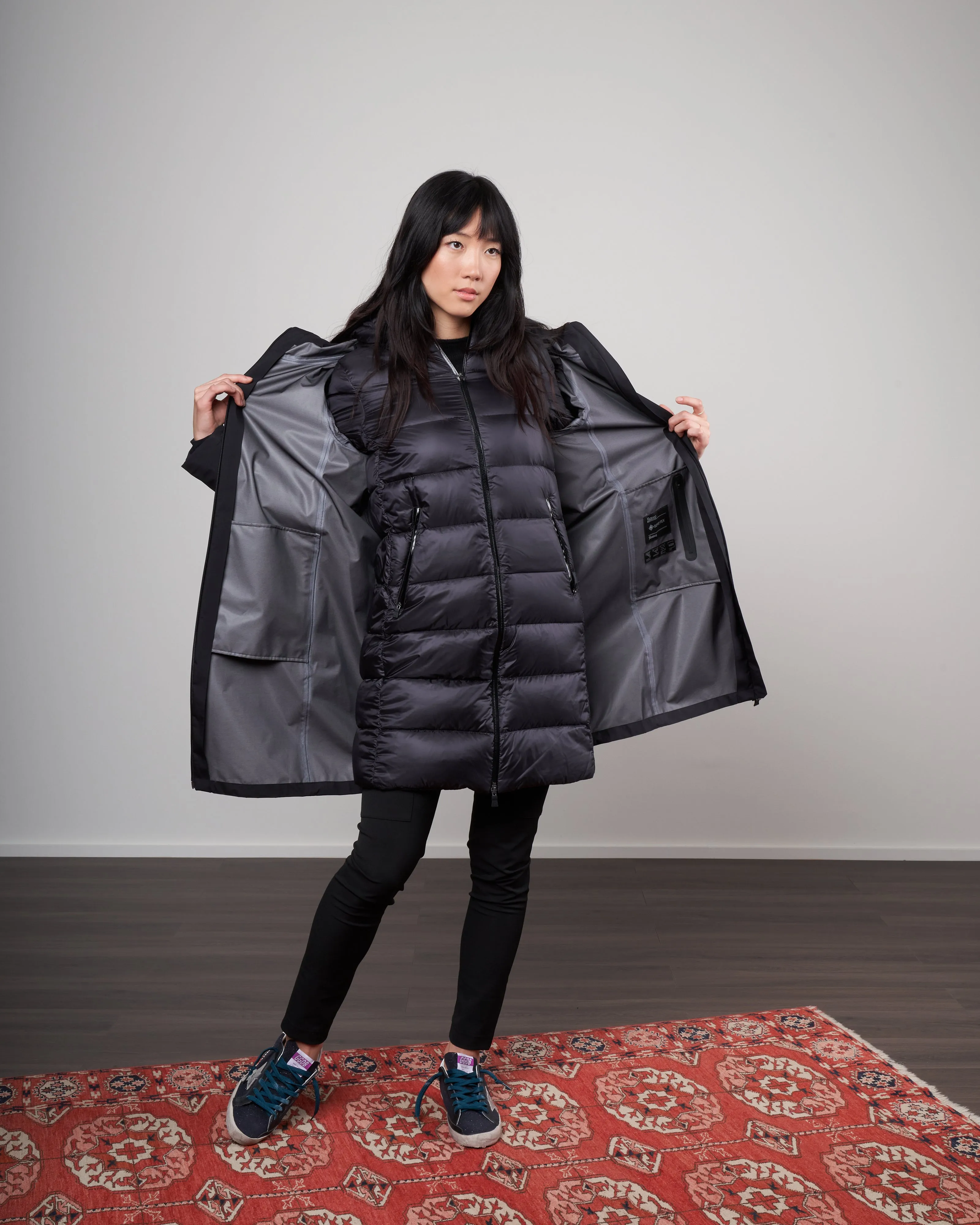 goretex® hooded 2-in-1 raincoat - nero 9300