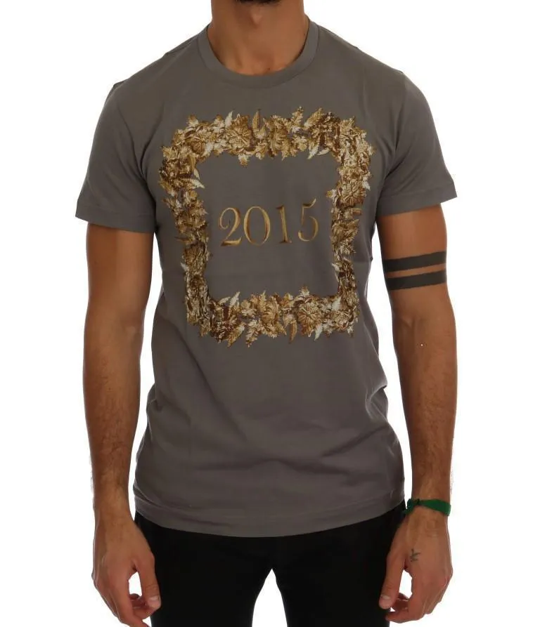 Gray Cotton 2015 Motive T-Shirt