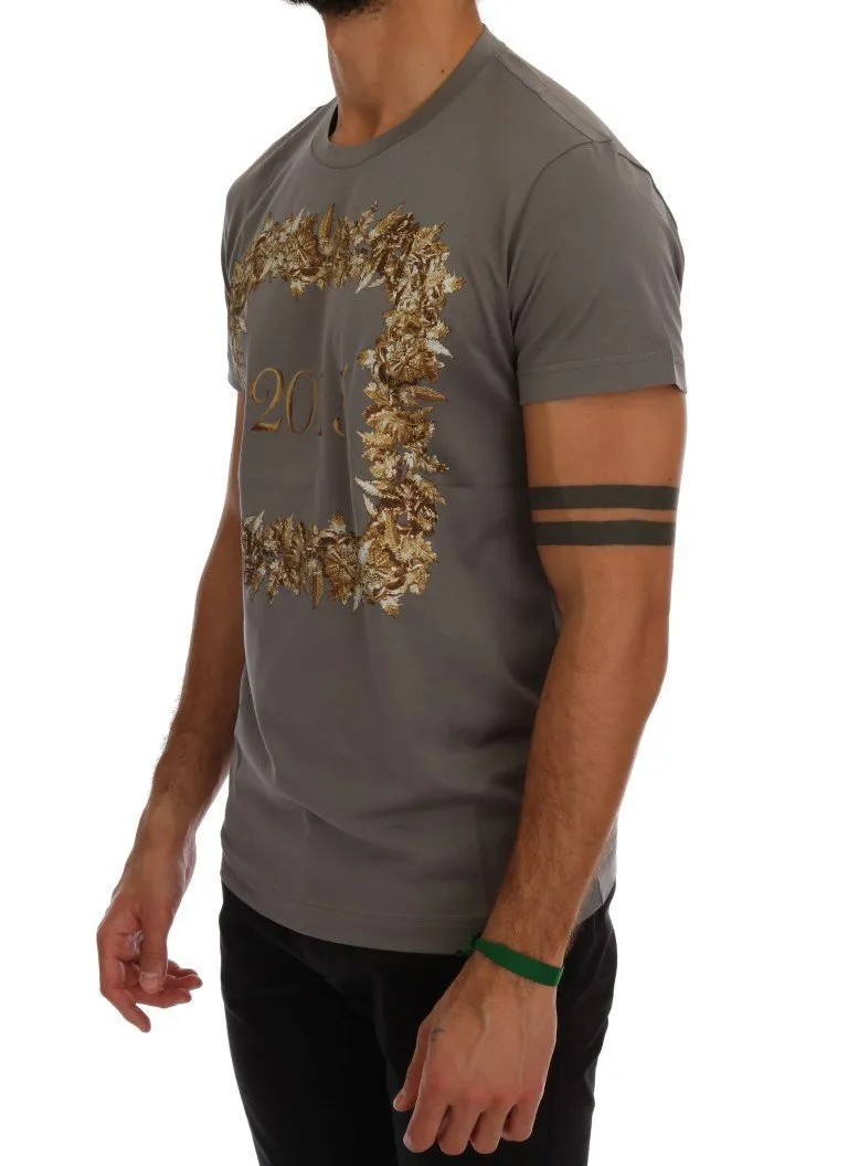 Gray Cotton 2015 Motive T-Shirt