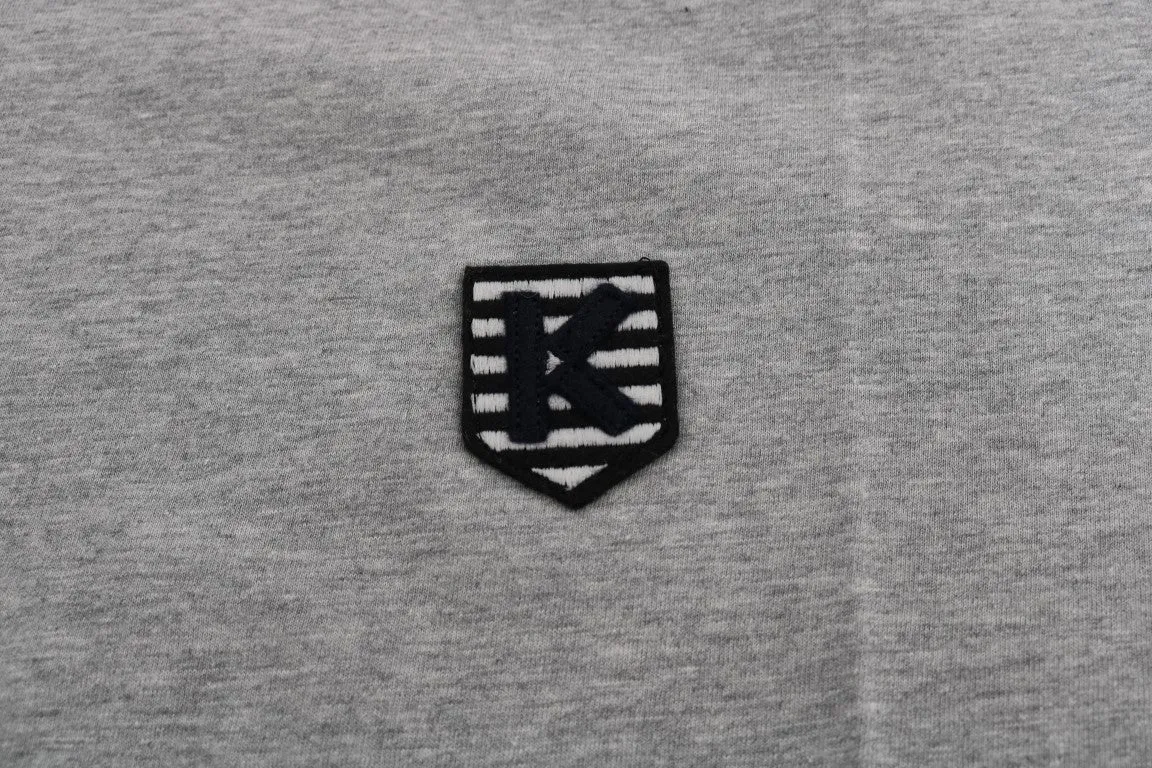 Gray Red Cotton Crewneck T-Shirt