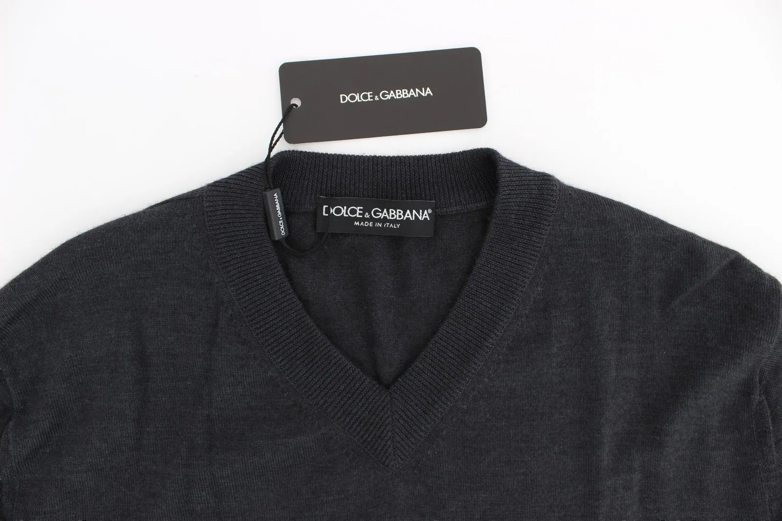 Gray Silk Cashmere V-neck Sweater Pullover