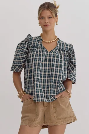Green Plaid Blouse