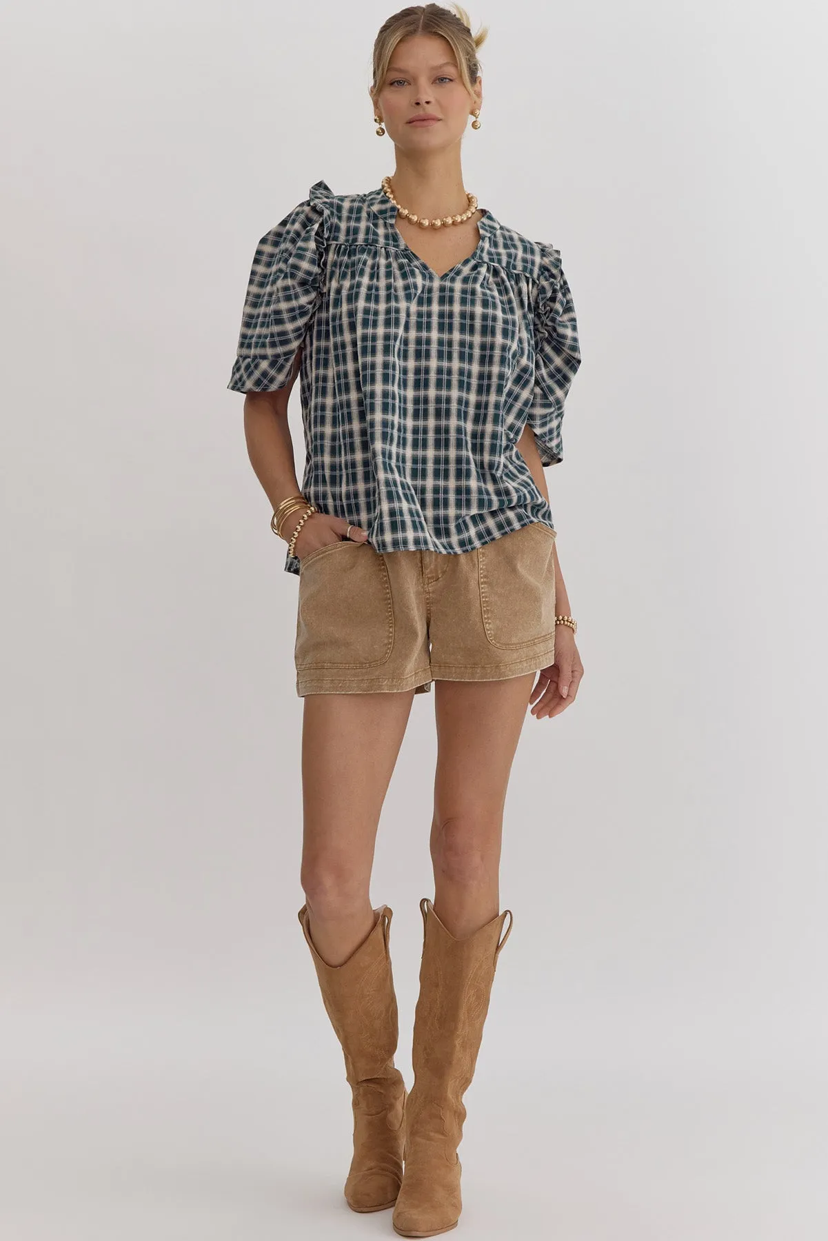 Green Plaid Blouse
