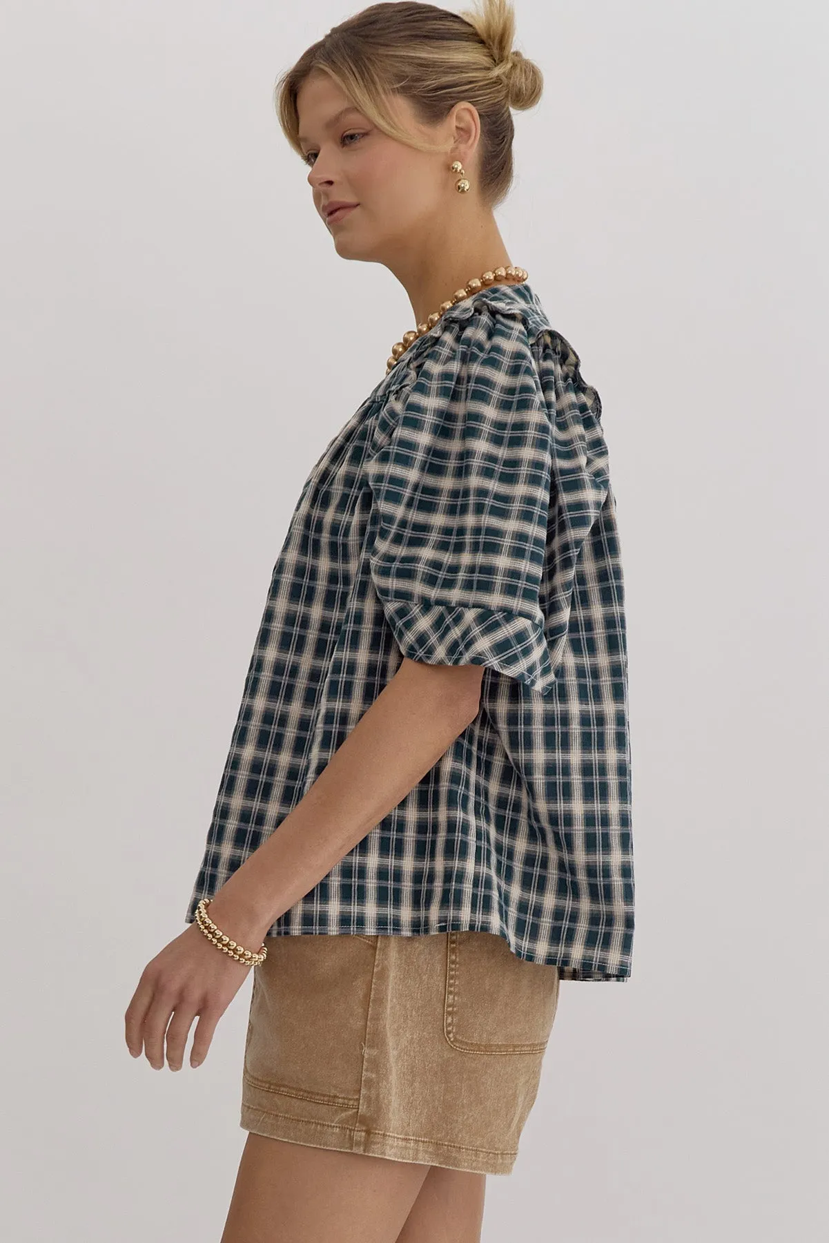 Green Plaid Blouse
