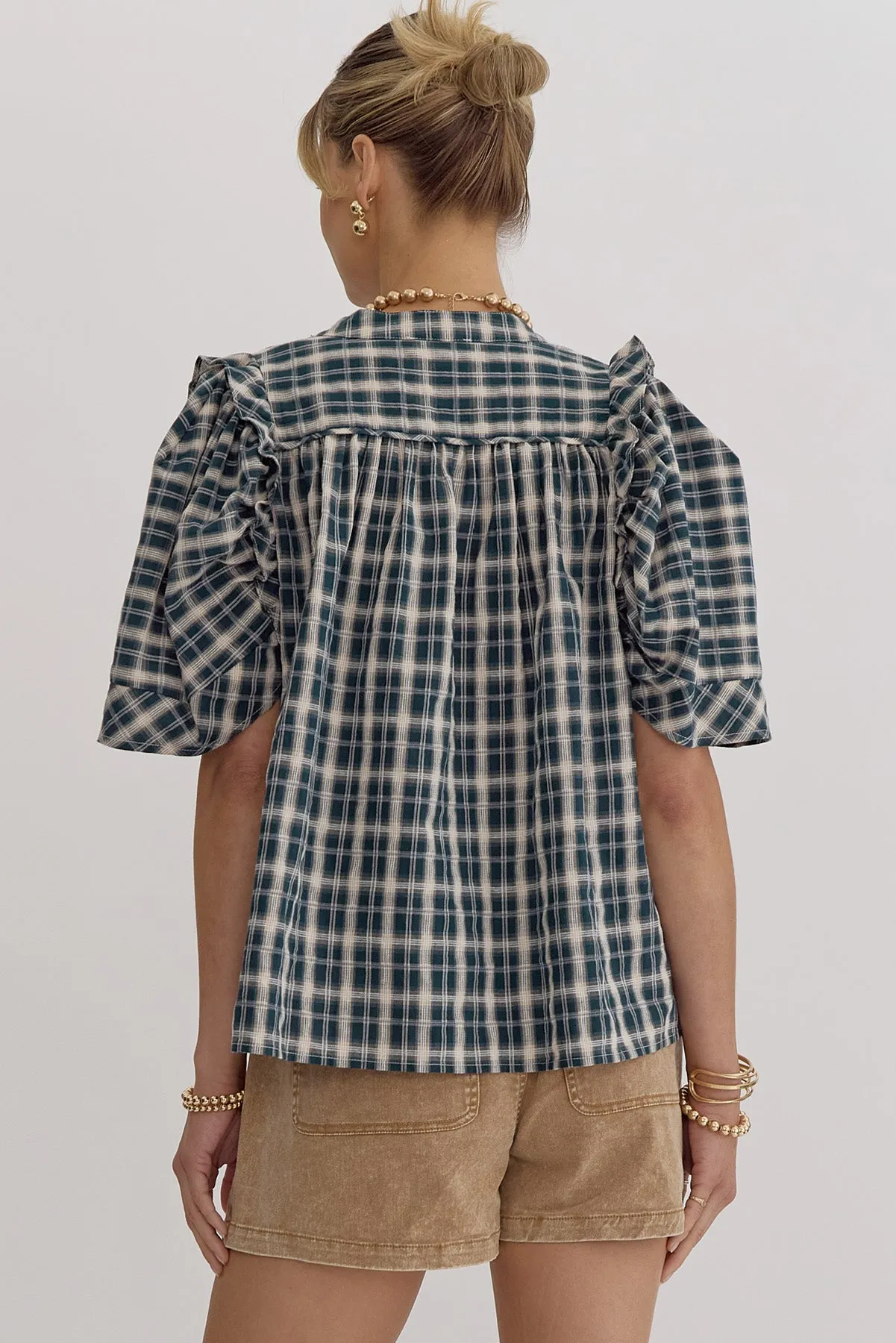 Green Plaid Blouse