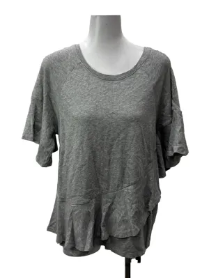 Grey Crewneck Ruffle Tee