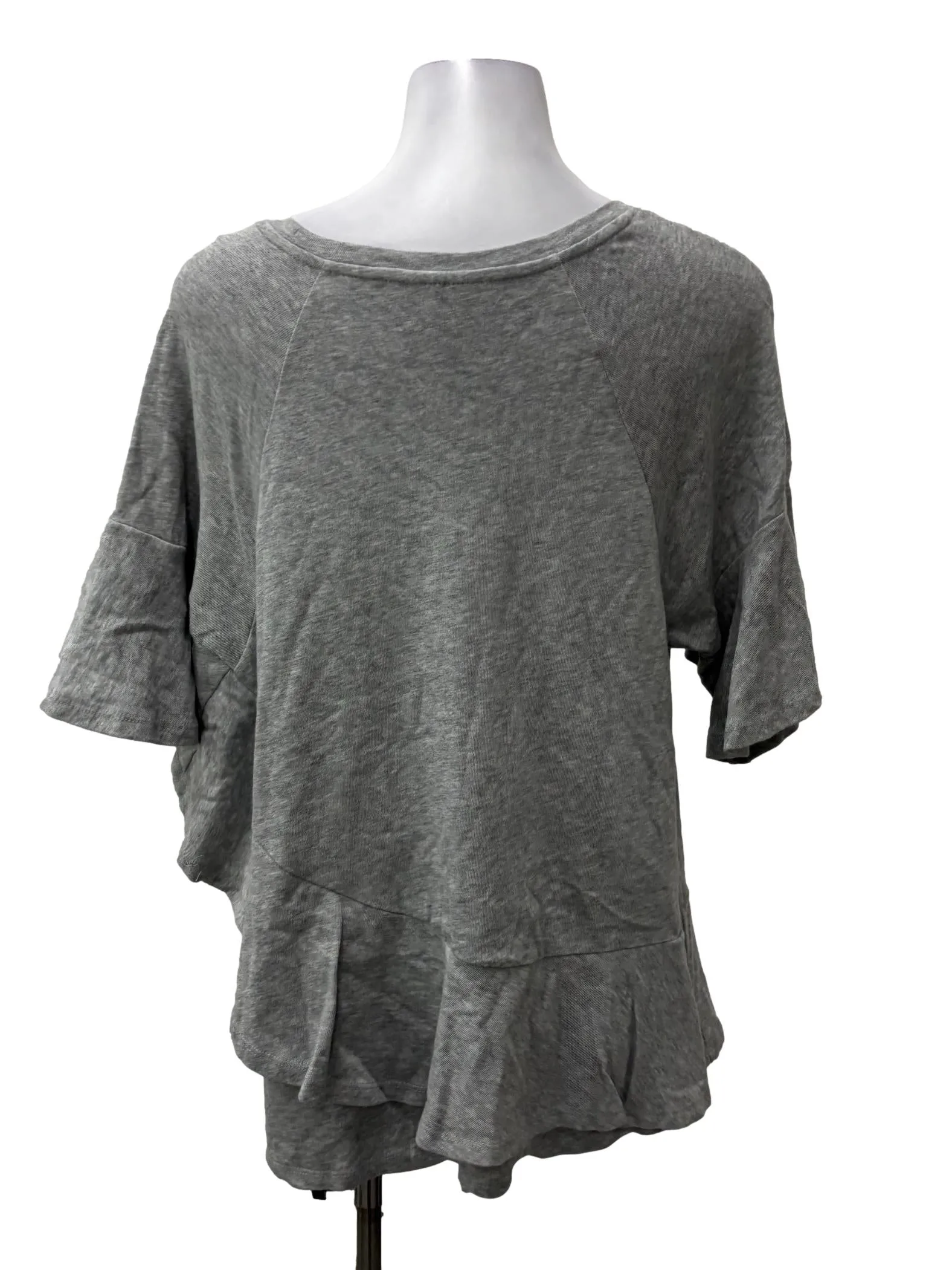 Grey Crewneck Ruffle Tee