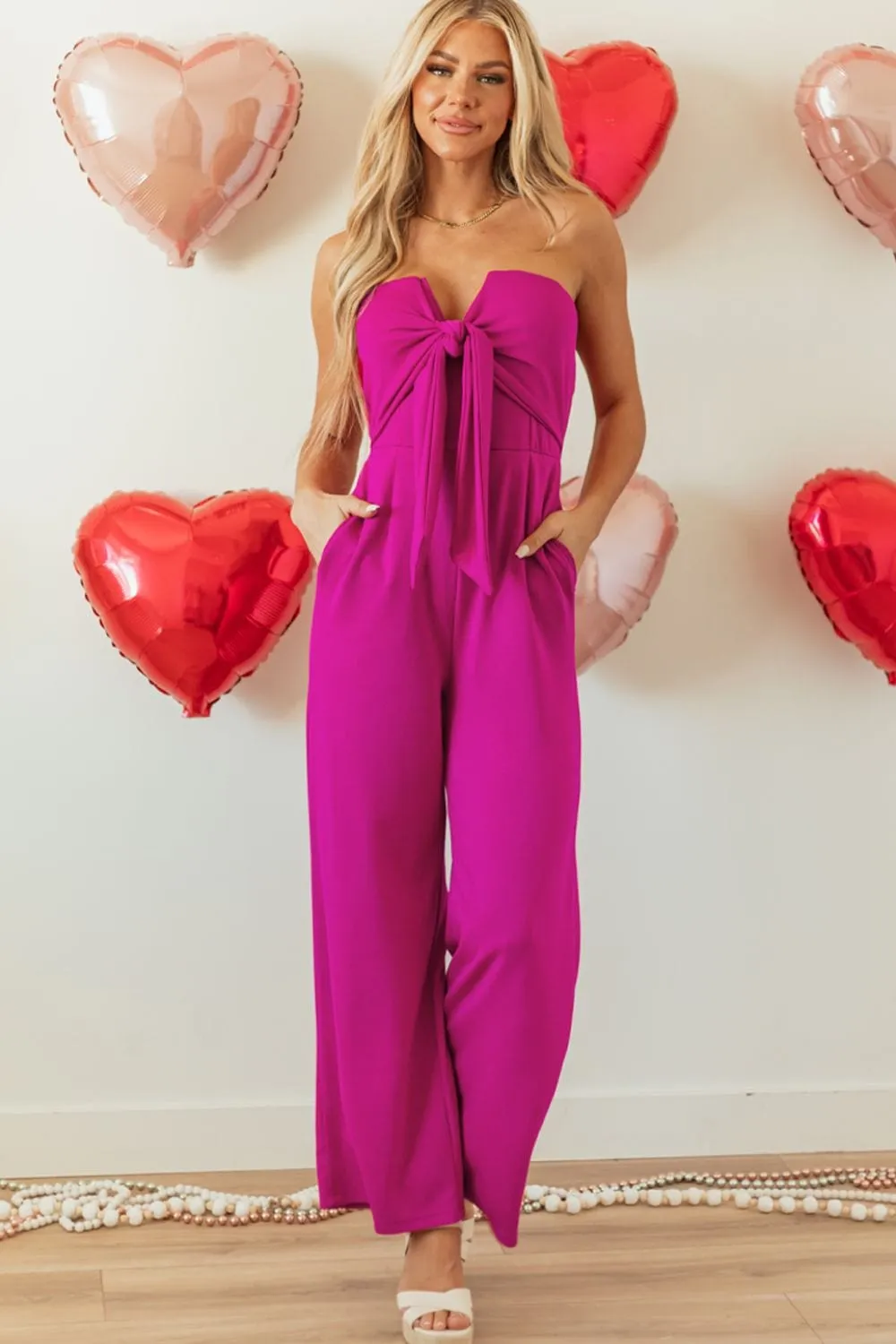 GYPSY - Tied Tube Top Wide Leg Jumpsuit