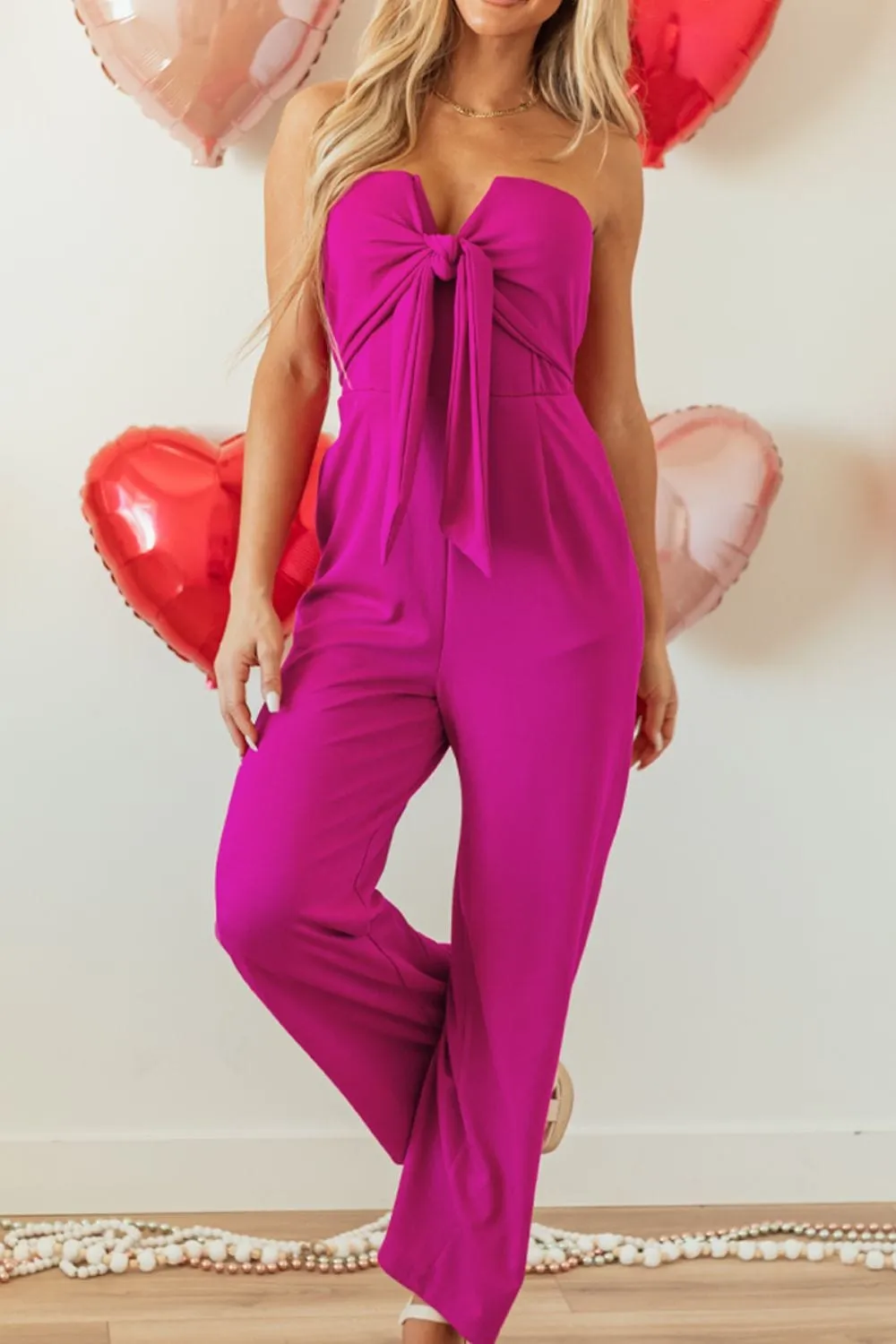 GYPSY - Tied Tube Top Wide Leg Jumpsuit