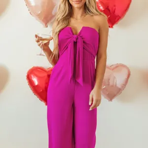 GYPSY - Tied Tube Top Wide Leg Jumpsuit