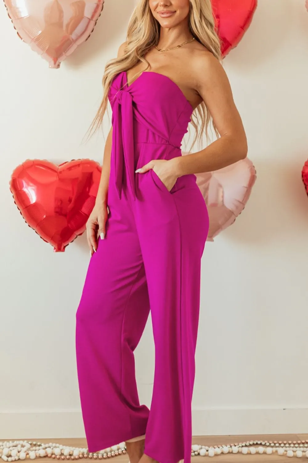 GYPSY - Tied Tube Top Wide Leg Jumpsuit