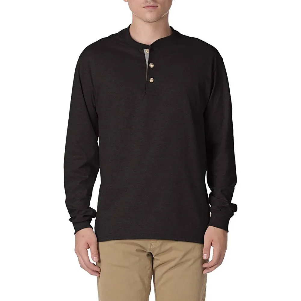 Hanes Men's T-Shirts, Men's BeefyT Henley Shirts, Men's Cotton Long Sleeve Shirts | Multiple Colors