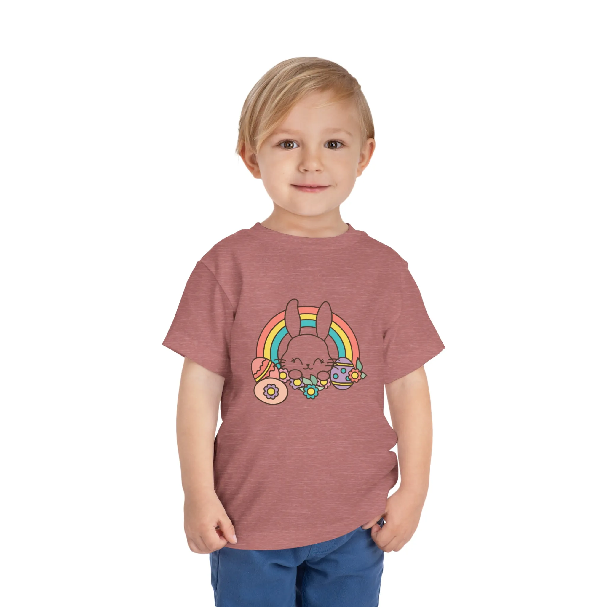 Happy Easter Rainbow Bunny - Toddler Short Sleeve Tee